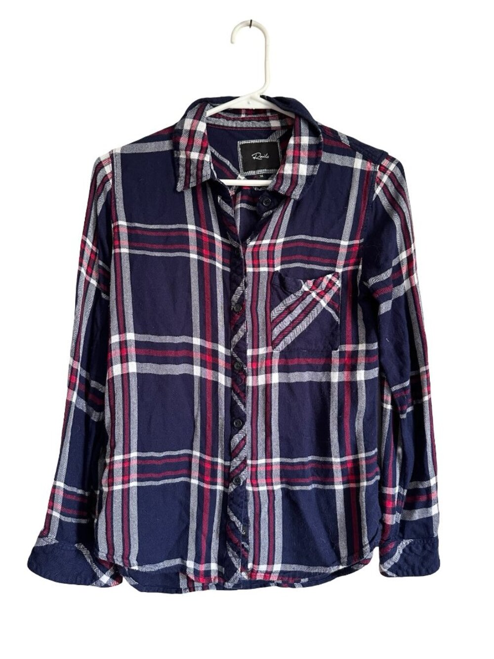 Anthropologie Rails Hunter Plaid Shirt XS Navy Cowgirl Cabincore Granola Grunge